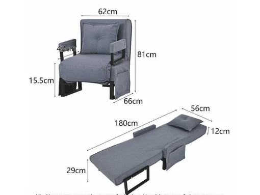 3-In-1 Converteerbare Fauteuil In Stof - Grijs