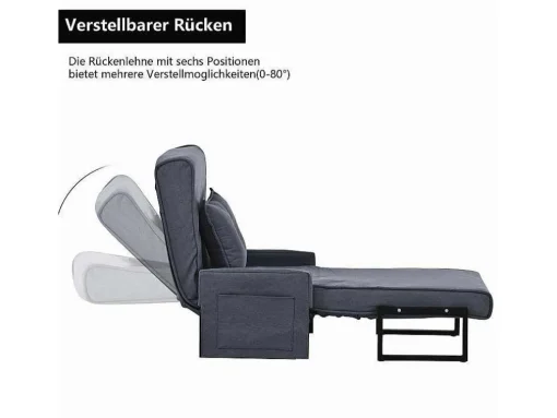 3-In-1 Converteerbare Fauteuil In Stof - Grijs