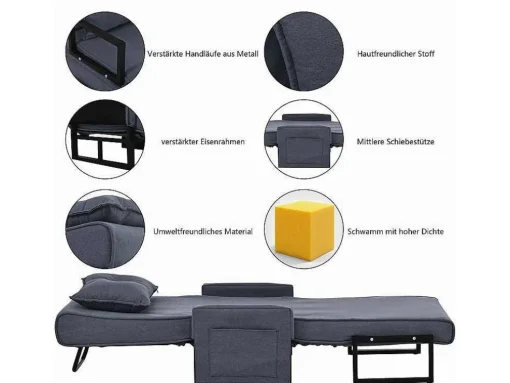 3-In-1 Converteerbare Fauteuil In Stof - Grijs
