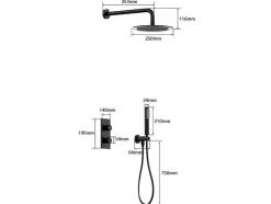 Inbouw Douche Met Thermostatische Mengkraan - Mat Zwart - Timavo
