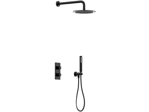 Inbouw Douche Met Thermostatische Mengkraan - Mat Zwart - Timavo
