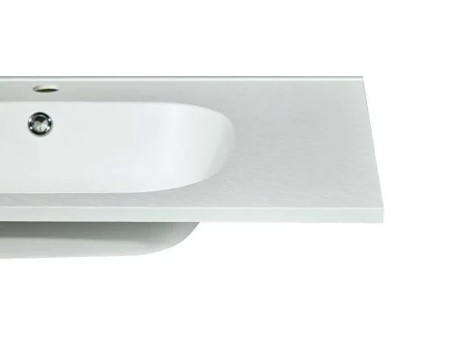 Inbouwwastafel In Hars Met Steenlook - Wit - L80 X B46 Cm - Okiwa