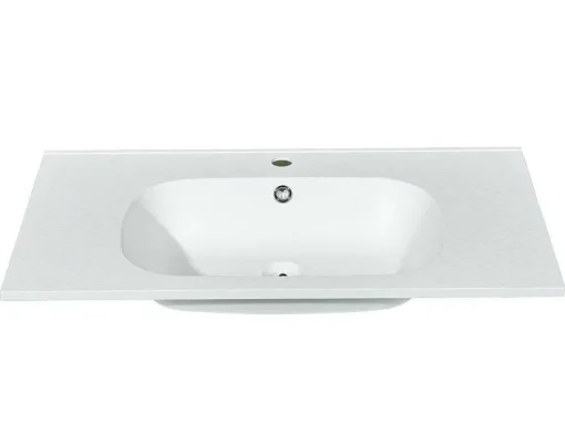 Inbouwwastafel In Hars Met Steenlook - Wit - L80 X B46 Cm - Okiwa