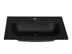 Inbouwwastafel In Hars Met Steenlook - Zwart - L60 X B46 Cm - Okiwa