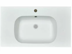 Inbouwwastafel In Hars Met Steenlook - Wit - L80 X B46 Cm - Okiwa