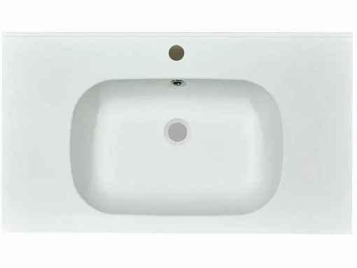 Inbouwwastafel In Hars Met Steenlook - Wit - L80 X B46 Cm - Okiwa