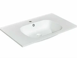 Inbouwwastafel In Hars Met Steenlook - Wit - L80 X B46 Cm - Okiwa