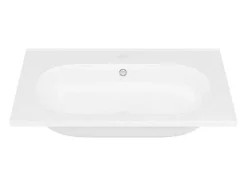 Inbouwwastafel Van Hars Met Steeneffect - Wit - L60 X B46 Cm - Okiwa