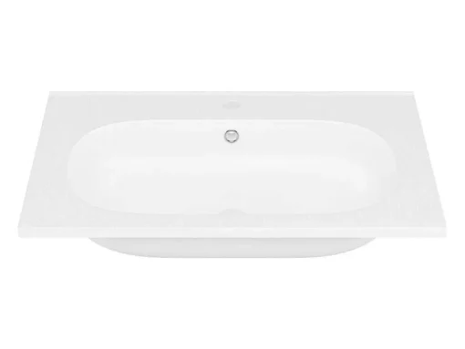 Inbouwwastafel Van Hars Met Steeneffect - Wit - L60 X B46 Cm - Okiwa