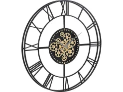 Industriele Wandklok - D80 Cm - Metaal - Zwart En Goudkleurig - Karial