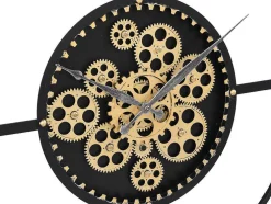 Industriele Wandklok - D80 Cm - Metaal - Zwart En Goudkleurig - Karial