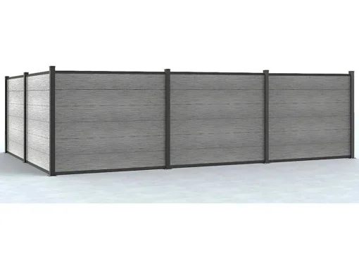 Ingraafbare Omheining H156 Cm - Set 6 Composietplaten + 2 Lichtgrijze Palen - Enola