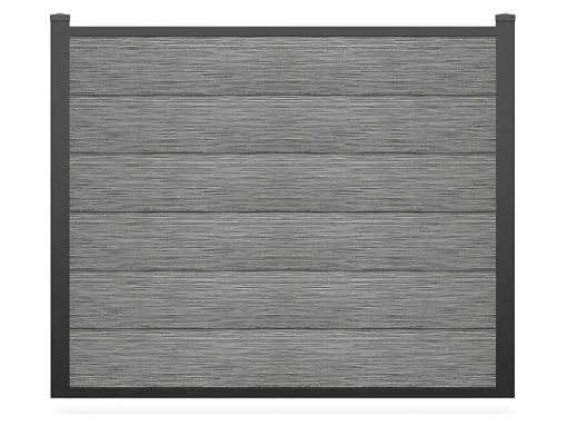 Ingraafbare Omheining H156 Cm - Set 6 Composietplaten + 2 Lichtgrijze Palen - Enola