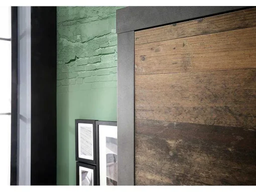 Irwin Kledingkast 2 Deuren, Grijs Matera Decor, Old Wood Decor.
