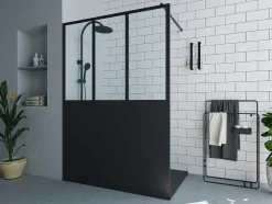 Italiaanse Douchewand Mat Zwart Met Werkplaatsstijl - 140 X 200 Cm - Urbanik