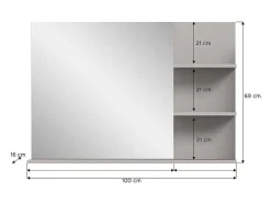 Jaru Spiegel Bad 100Cm 3 Planken Grijs,Zwart.
