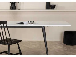 Jimmy Eetkamertafel 90X150/240Cm Met Extra Plaat Hpl Wit.
