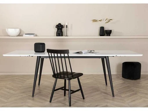 Jimmy Eetkamertafel 90X150/240Cm Met Extra Plaat Hpl Wit.