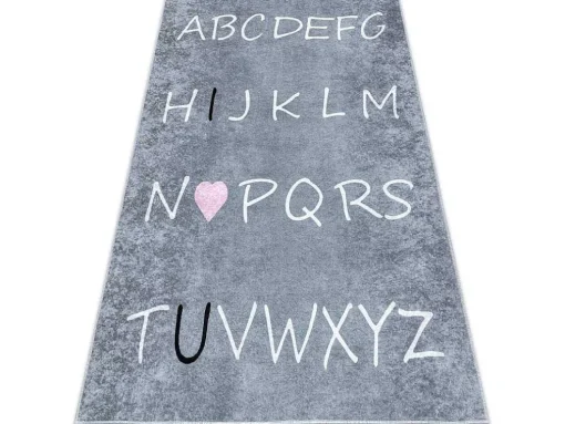 Junior 52106.801 Tapijt Wasbaar Alfabet Voor Kinderen Antislip - Grijs 120X170 Cm