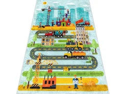 Junior 52105.801 Tapijt Wasbaar Bouwplaats Dieren Voor Kinderen Antisl 160X220 Cm