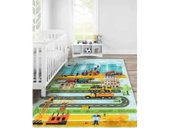 Junior 52105.801 Tapijt Wasbaar Bouwplaats Dieren Voor Kinderen Antisl 160X220 Cm