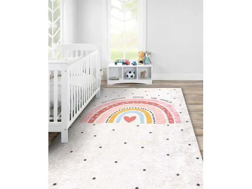 Junior 51300.802 Tapijt Wasbaar Regenboog, Stippen Voor Kinderen Antis 160X220 Cm