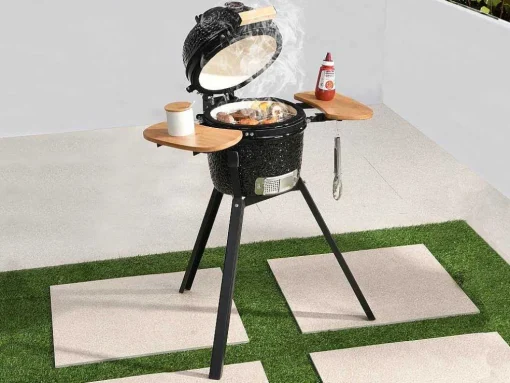 Kamado-Houtskoolbarbecue Van Keramiek En Bamboe 32 X 52 X 94 Cm - Eriko
