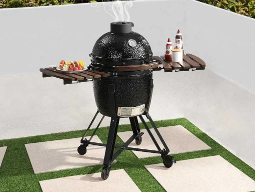 Kamado-Houtskoolbarbecue Van Keramiek En Bamboe 45 X 63 X 105 Cm - Izaki