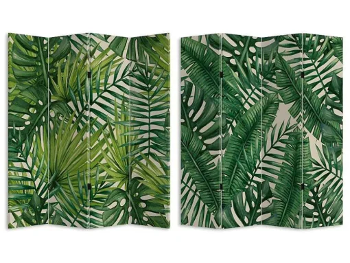 Kamerscherm Bedrukt 4 Delen Tropische Bladeren Greeny - 161 X 180 Cm