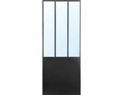 Kamerscherm Met Spiegel Coventry - Industriele Stijl - Metaal - H180Xl122Cm - Zwart