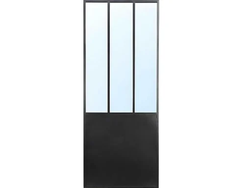 Kamerscherm Met Spiegel Coventry - Industriele Stijl - Metaal - H180Xl122Cm - Zwart