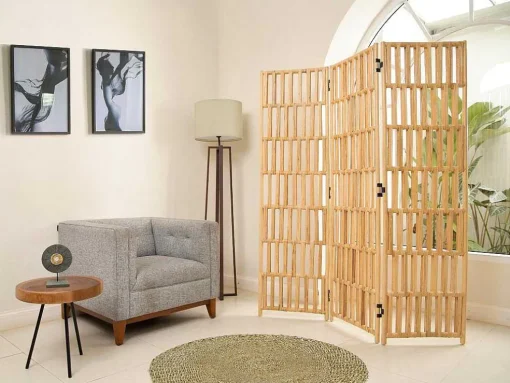 Kamerscherm Van Rotan Met 3 Luien - L140 X H180 Cm - Naturel - Gideon