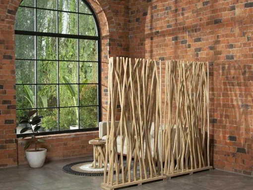 Kamerscherm Van Teakhout - B100 X D25 X H180 Cm - Naturel - Gayana