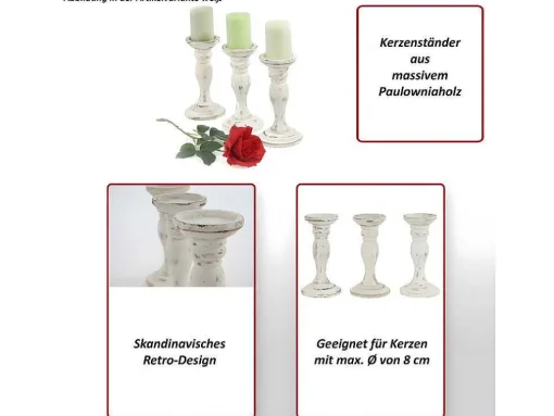 Kandelaar H361 (Set Van 3), Naturel Bruin