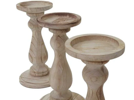 Kandelaar H361 (Set Van 3), Naturel Bruin