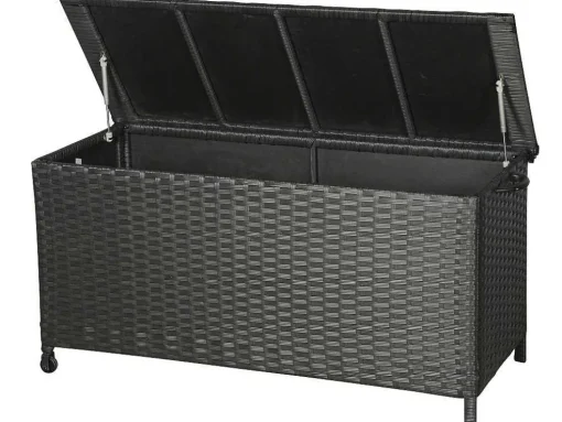 Kaplo Tuintoebehoor Kussen Opbergbox Met Wielen Zwart.