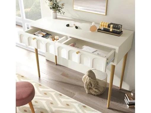 Kaptafel Met 2 Laden - In Spaanplaat - Wit