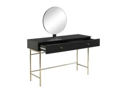 Kaptafel Met Spiegel En 2 Lades - Mdf En Staal - Zwart En Goud - Milavia Van Pascal Morabito