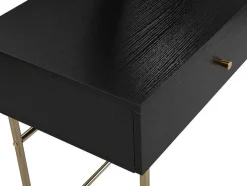 Kaptafel Met Spiegel En 2 Lades - Mdf En Staal - Zwart En Goud - Milavia Van Pascal Morabito
