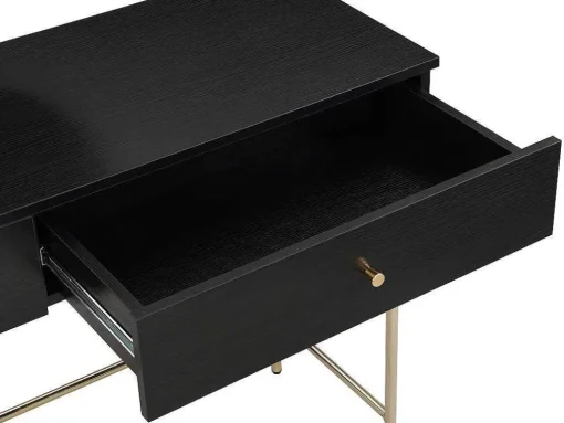 Kaptafel Met Spiegel En 2 Lades - Mdf En Staal - Zwart En Goud - Milavia Van Pascal Morabito
