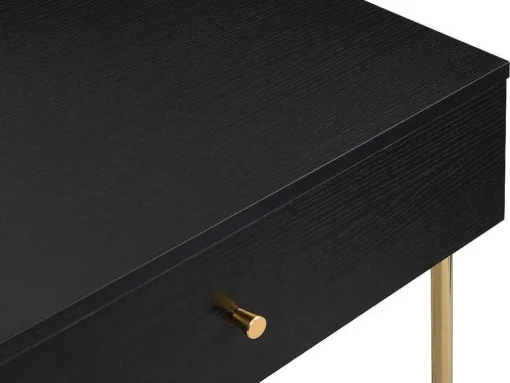 Kaptafel Met Spiegel En 2 Lades - Mdf En Staal - Zwart En Goud - Milavia Van Pascal Morabito