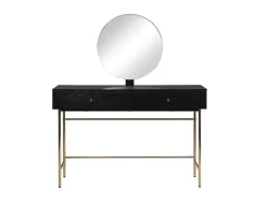 Kaptafel Met Spiegel En 2 Lades - Mdf En Staal - Zwart En Goud - Milavia Van Pascal Morabito