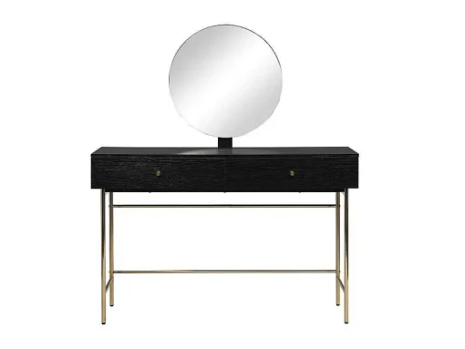 Kaptafel Met Spiegel En 2 Lades - Mdf En Staal - Zwart En Goud - Milavia Van Pascal Morabito