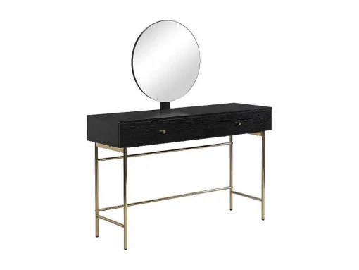 Kaptafel Met Spiegel En 2 Lades - Mdf En Staal - Zwart En Goud - Milavia Van Pascal Morabito