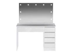 Kaptafel Met Spiegel En Ledverlichting - 5 Lades - Glanzend Wit - Jenemi