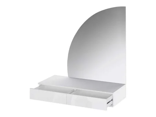 Kaptafel Met Spiegel En Ledverlichting - 2 Lades - Glanzend Wit - Jineza