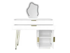 Kaptafel Met Spiegel En Led-Verlichting - 2 Lades En Een Uitneembare Kast - Wit (Kruk Niet Inbegrepen)