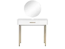 Kaptafel Met Spiegel En Lade - Mdf En Metaal - Wit Gelakt En Goudkleurig - Vonali Van Pascal Morabito