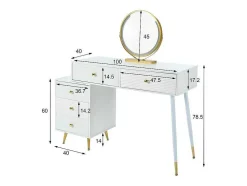 Kaptafel Met Spiegel En Led-Verlichting - 2 Lades En Een Uitneembare Kast - Wit (Kruk Niet Inbegrepen)