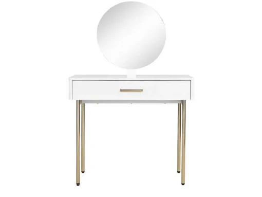 Kaptafel Met Spiegel En Lade - Mdf En Metaal - Wit Gelakt En Goudkleurig - Vonali Van Pascal Morabito